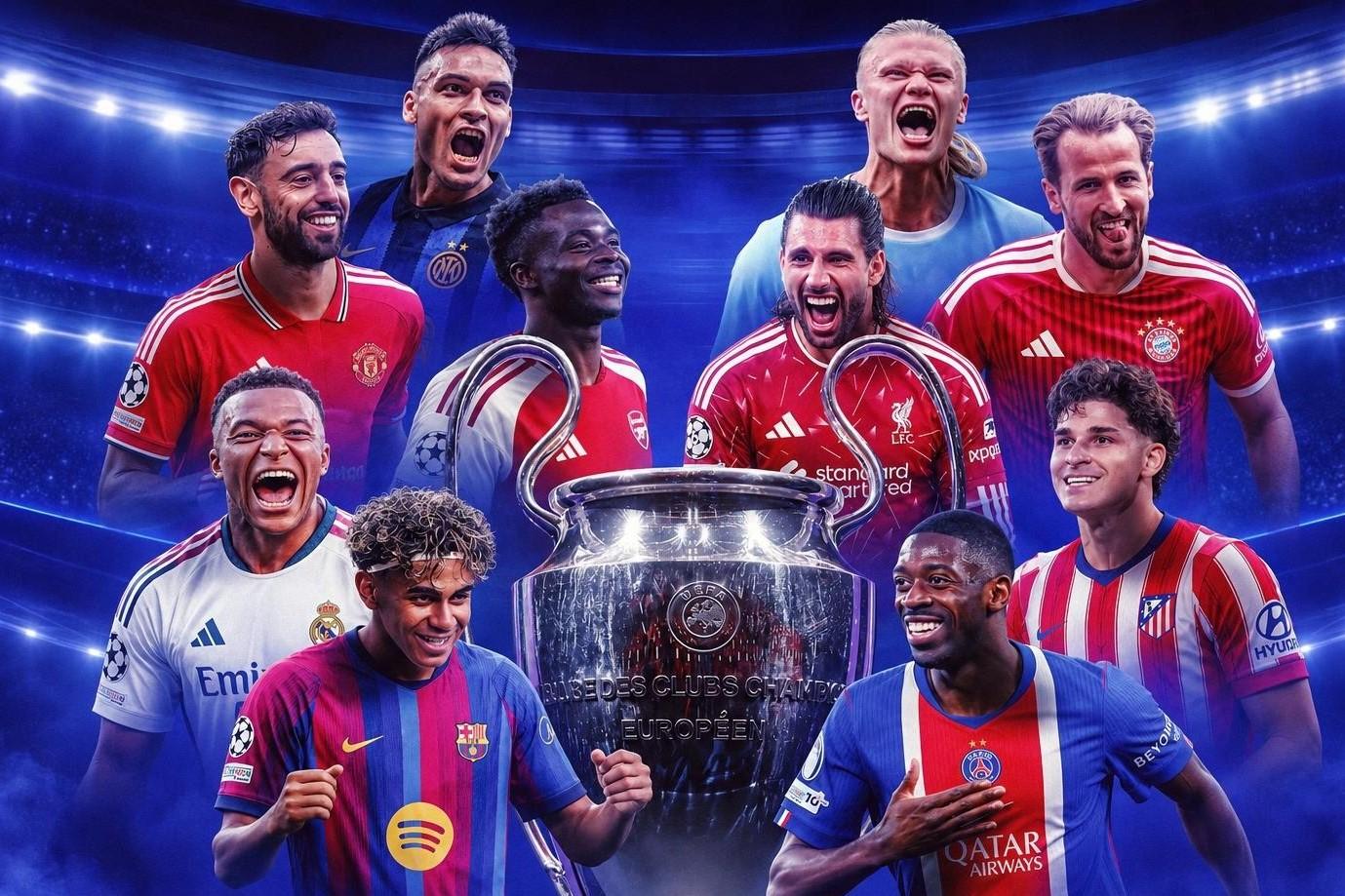 Khán giả và cầu thủ tranh tài sôi nổi trong một trận đấu tại UEFA Champions League