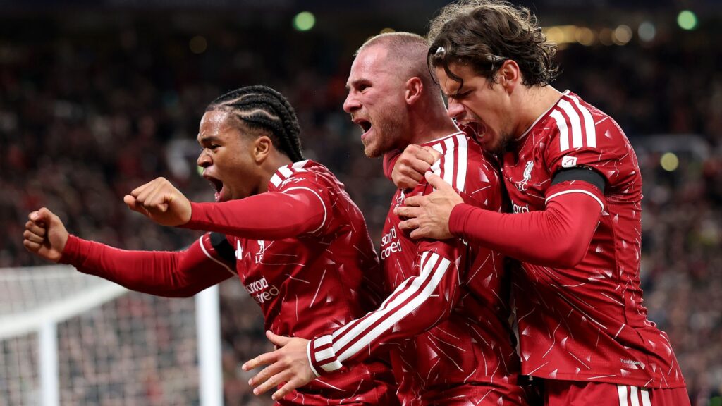 Alexis Mac Allister ăn mừng bàn thắng quyết định cho Liverpool trước Atletico Madrid tại Cúp C1